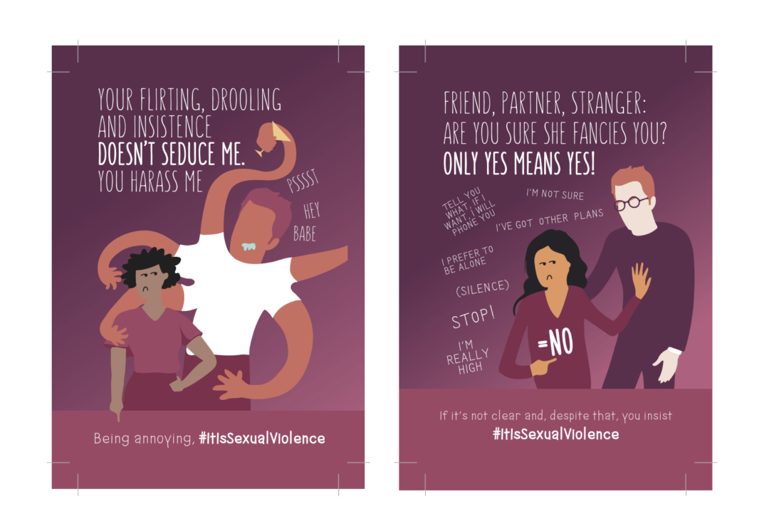 postals de la campanya contra la violència sexista de la Fundació Salut i Comunitat