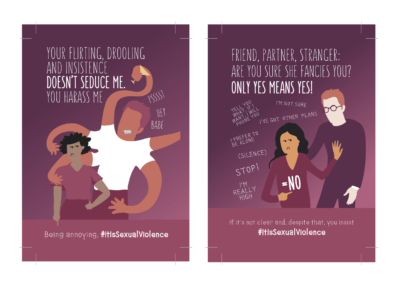 [EN] Hem corregit i revisat les postals de la campanya contra la violència sexista de la Fundació Salut i Comunitat